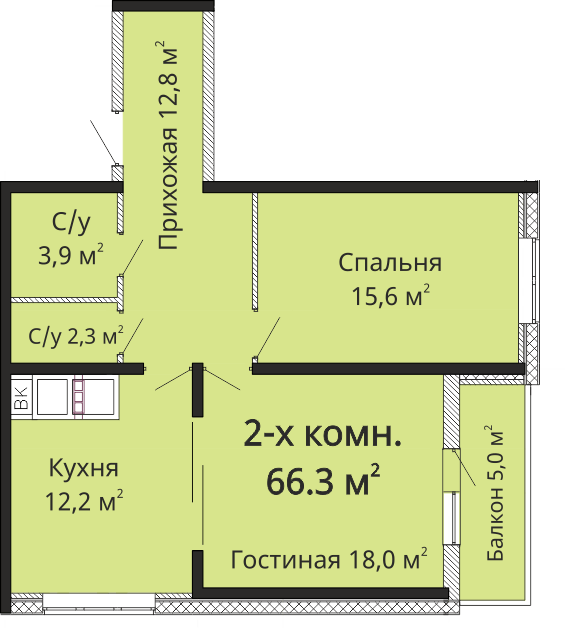 2-комнатная 66.3 м² в ЖК Омега от 22 850 грн/м², Одесса