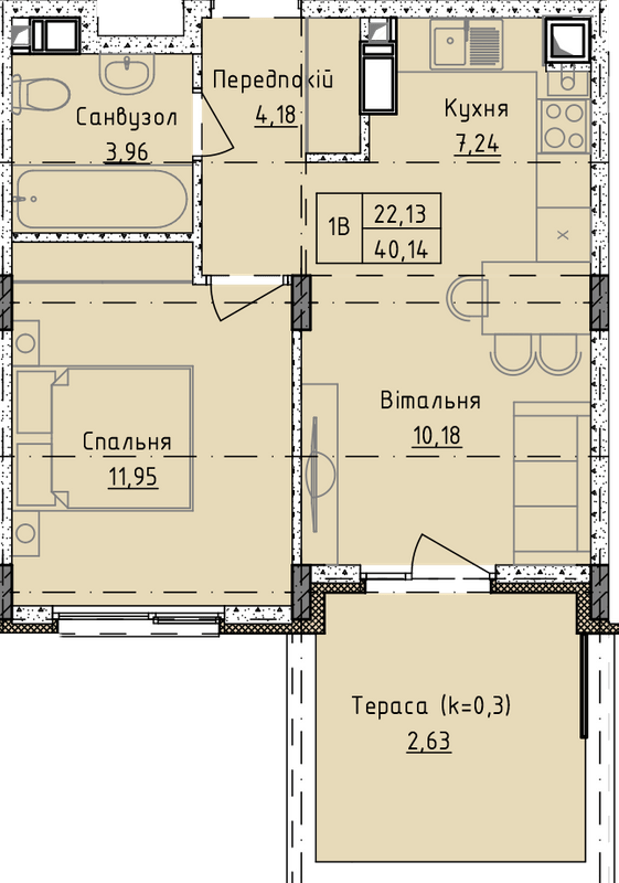 1-кімнатна 40.14 м² в ЖК Приморські Сади від 19 950 грн/м², Одеса