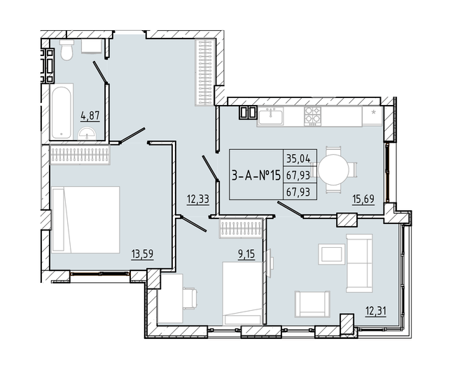 3-кімнатна 67.93 м² в ЖК Приморські Сади від 18 850 грн/м², Одеса