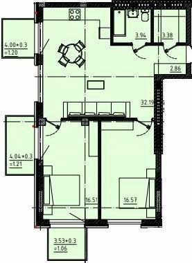 2-комнатная 78.78 м² в ЖК Пространство на 9-й Фонтана от 31 050 грн/м², Одесса