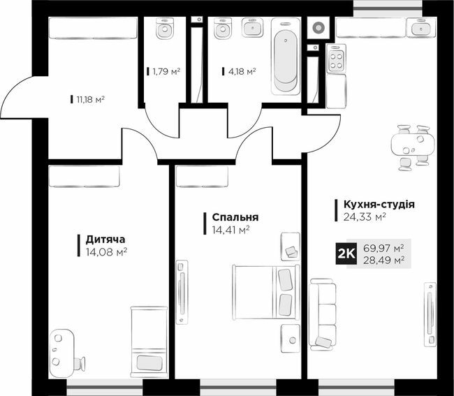 2-комнатная 69.97 м² в ЖК ARTHOUSE park от 31 650 грн/м², Львов
