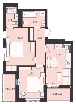 2-комнатная 56.6 м² в ЖК Mill Town от 35 000 грн/м², Львов