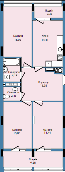 3-комнатная 91.8 м² в ЖК Washington City от 24 500 грн/м², Львов