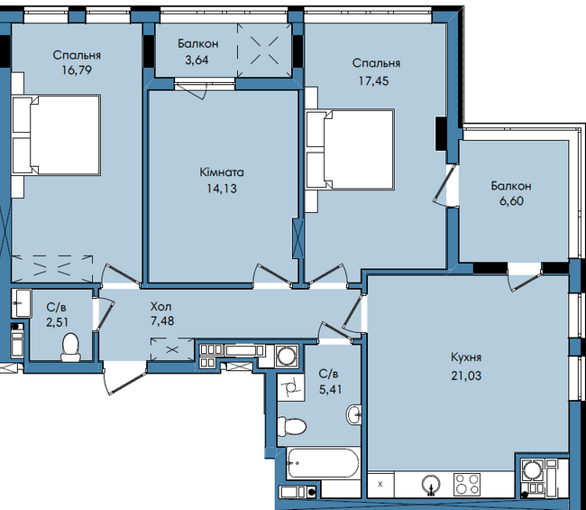 3-кімнатна 95.04 м² в ЖК Washington City від 29 000 грн/м², Львів