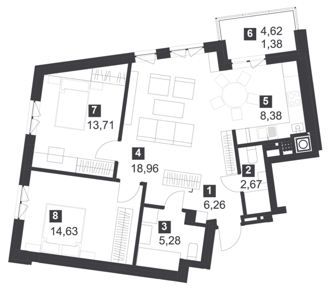 2-кімнатна 72.9 м² в ЖК Малоголосківські пагорби від 35 450 грн/м², Львів