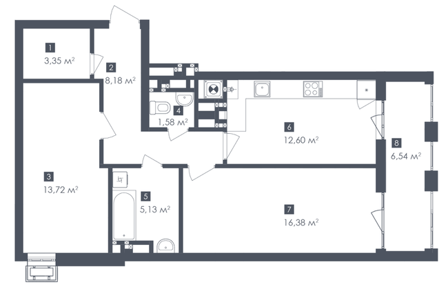 2-комнатная 67.48 м² в ЖК Малоголосківські пагорби от 25 900 грн/м², Львов