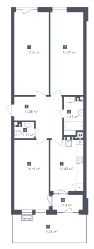 3-комнатная 91.24 м² в ЖК Малоголосківські пагорби от 24 550 грн/м², Львов