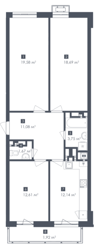 3-кімнатна 81.44 м² в ЖК Малоголосківські пагорби від 20 950 грн/м², Львів