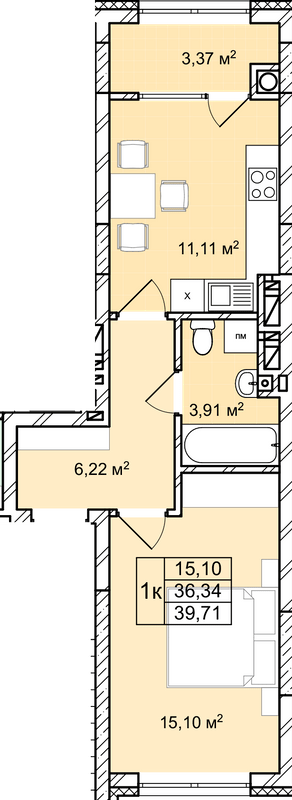 1-комнатная 39.71 м² в ЖК Софиевка от 32 000 грн/м², Львов