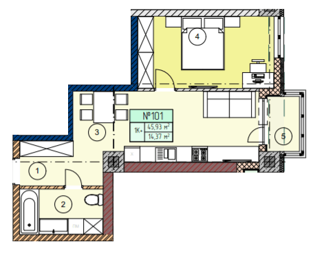 1-комнатная 45.93 м² в ЖК ЕкоПарк от 12 000 грн/м², г. Червоноград