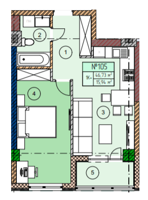 1-комнатная 46.73 м² в ЖК ЕкоПарк от 12 000 грн/м², г. Червоноград