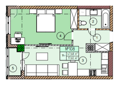 1-комнатная 47.68 м² в ЖК ЕкоПарк от 12 000 грн/м², г. Червоноград