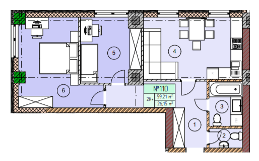 2-комнатная 59.21 м² в ЖК ЕкоПарк от 10 000 грн/м², г. Червоноград