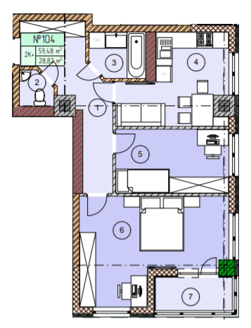 2-кімнатна 59.5 м² в ЖК ЕкоПарк від 12 000 грн/м², м. Червоноград