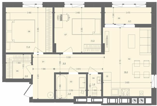 2-комнатная 63.64 м² в ЖК Этно Дом от 18 000 грн/м², с. Горишний