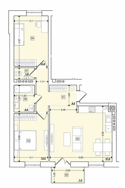 2-кімнатна 72.43 м² в ЖК Етно Дім від 16 900 грн/м², с. Горішній