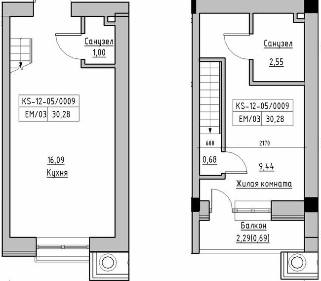 Дворівнева 30.28 м² в ЖК KEKS від 14 900 грн/м², смт Авангард