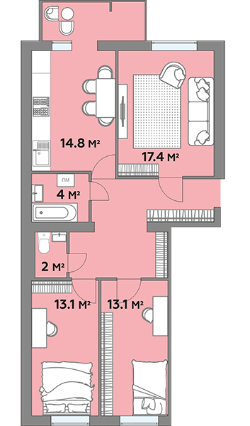 3-кімнатна 84.4 м² в ЖК Яровиця Life від 11 950 грн/м², м. Калуш