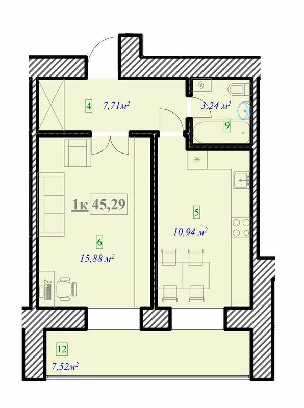 1-комнатная 45.29 м² в ЖК Ювілейний от 12 700 грн/м², Ивано-Франковск