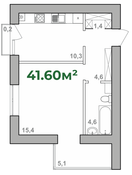 1-комнатная 41.6 м² в ЖК Городок Липки от 15 700 грн/м², Ивано-Франковск