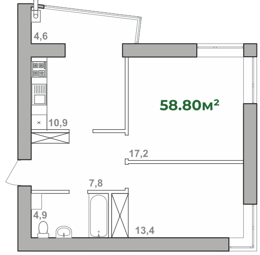 2-кімнатна 58.8 м² в ЖК Містечко Липки від 16 000 грн/м², Івано-Франківськ