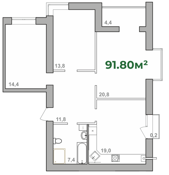 3-комнатная 91.8 м² в ЖК Городок Липки от 16 000 грн/м², Ивано-Франковск