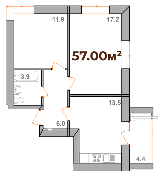 2-комнатная 57 м² в ЖК Опрышевская Слобода от 12 200 грн/м², Ивано-Франковск