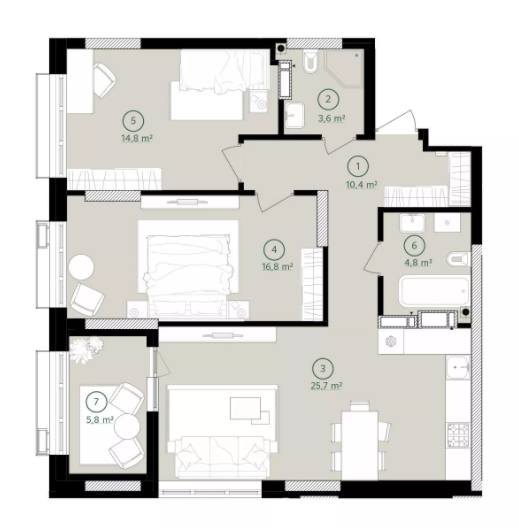 2-комнатная 81.9 м² в ЖК Дом на Вавиловых от 34 500 грн/м², Киев