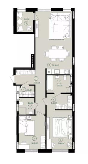 2-кімнатна 92.8 м² в ЖК Будинок на Вавілових від 34 500 грн/м², Київ