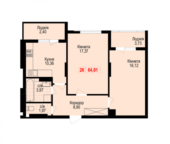 2-комнатная 64.81 м² в ЖК Цитадель-1 от 12 500 грн/м², Ивано-Франковск