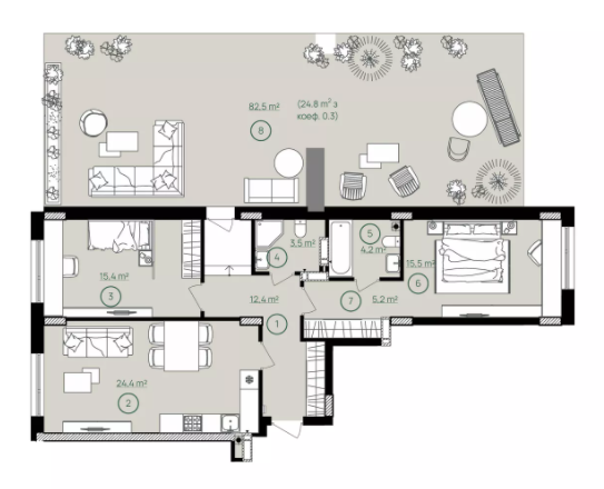 2-комнатная 105.4 м² в ЖК Дом на Вавиловых от 34 500 грн/м², Киев