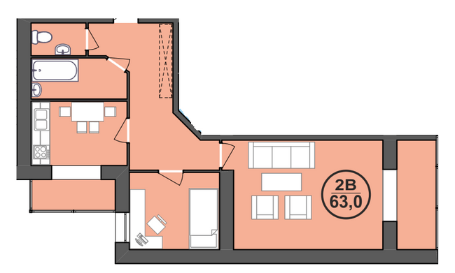 2-комнатная 63 м² в ЖК Городок Центральный от 11 000 грн/м², Ивано-Франковск