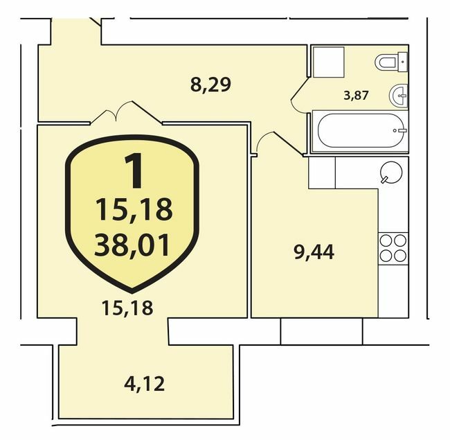 1-комнатная 38.01 м² в ЖК Олимпийский от 17 600 грн/м², Хмельницкий