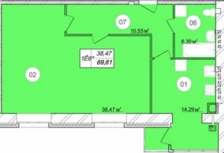 2-комнатная 69.61 м² в ЖК Премьер от 13 600 грн/м², г. Каменец-Подольский