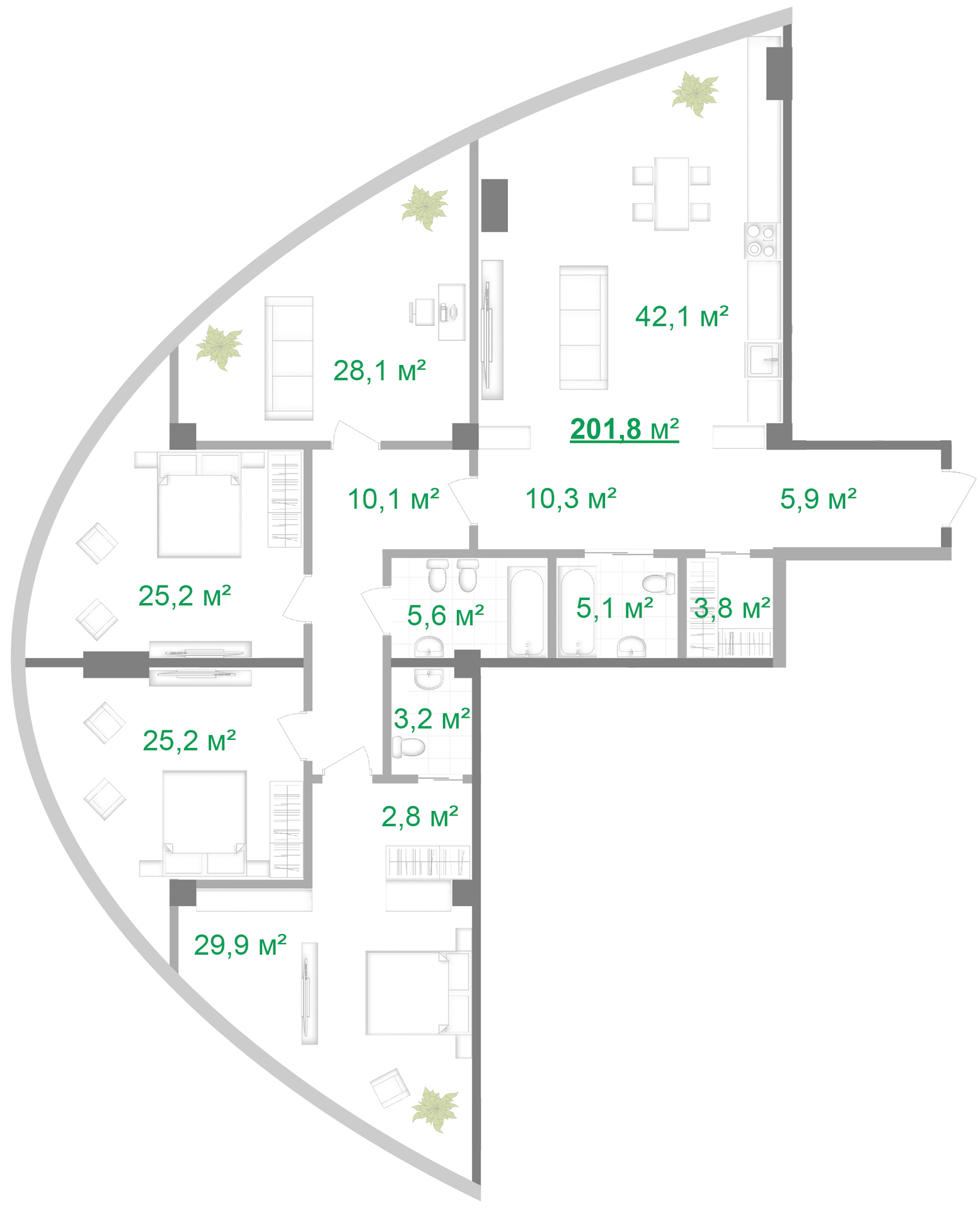 4-комнатная 201.8 м² в МФК Intergal City от 64 802 грн/м², Киев