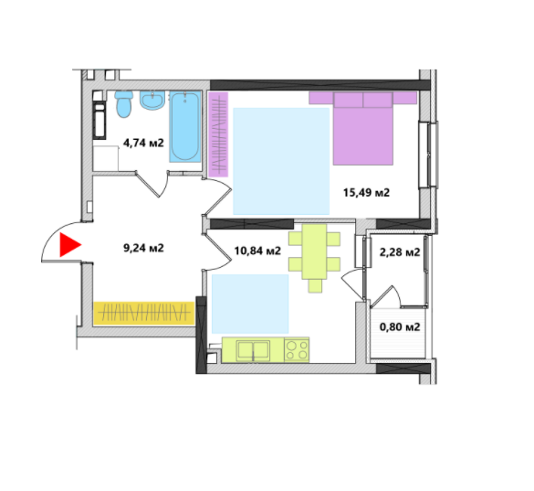 1-комнатная 42.8 м² в ЖК Академ-Квартал от 39 300 грн/м², Киев