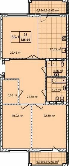 3-кімнатна 125.64 м² в ЖК 52 Перлина (Pechersk Plaza) від 68 500 грн/м², Київ