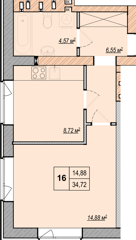 2-комнатная 34.72 м² в ЖК LIBERTY PARK от 17 200 грн/м², Киев