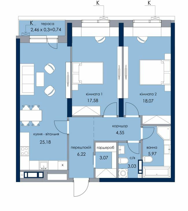 2-кімнатна 84.41 м² в ЖК Новий Автограф від 38 400 грн/м², Київ