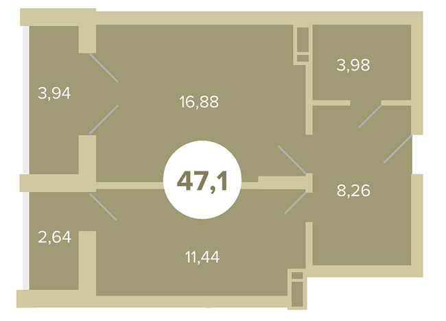 1-кімнатна 47.1 м² в ЖК Chehov Парк Квартал від 26 000 грн/м², м. Ірпінь