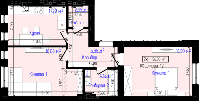 2-кімнатна 56.93 м² в ЖК Viking Home від 19 000 грн/м², м. Ірпінь