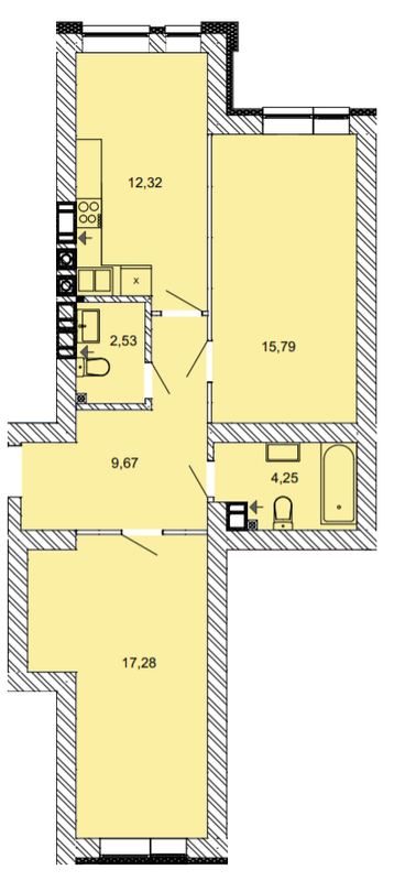 2-кімнатна 61.84 м² в ЖК Найкращий квартал від 27 400 грн/м², м. Ірпінь