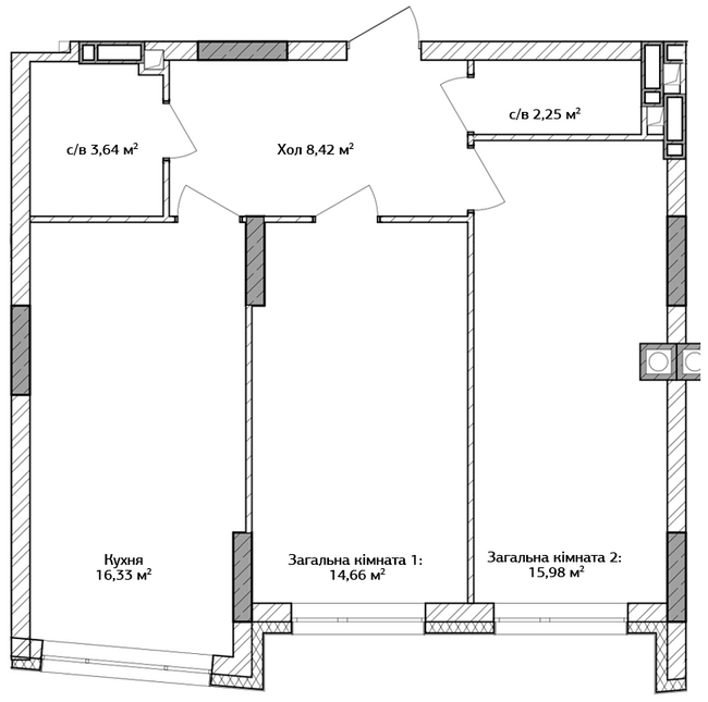 2-комнатная 60.8 м² в ЖК Синергия 3+ от 21 300 грн/м², г. Ирпень