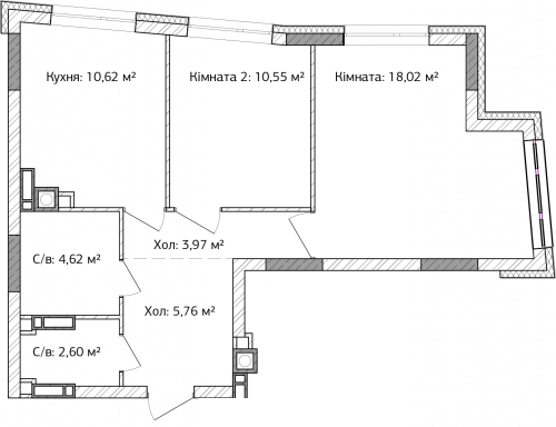 2-комнатная 57.14 м² в ЖК Синергия 3+ от 19 200 грн/м², г. Ирпень