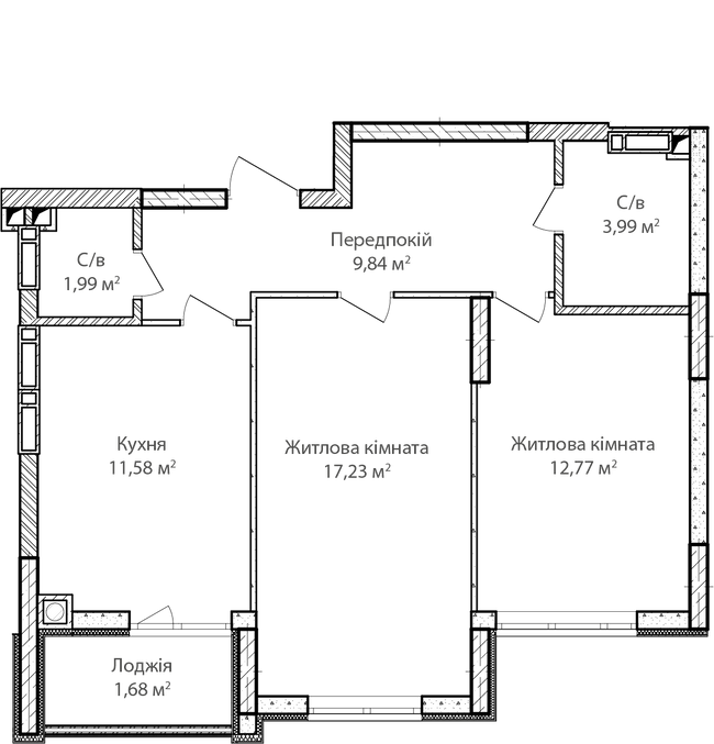 2-кімнатна 59.08 м² в ЖК Синергія Сіті від 24 500 грн/м², м. Ірпінь