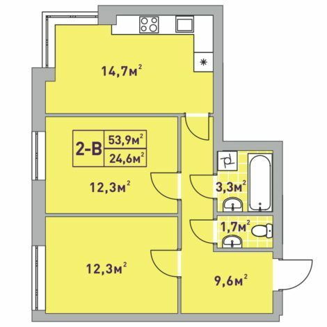 2-кімнатна 53.9 м² в ЖК Центральний-2 від 24 100 грн/м², м. Ірпінь