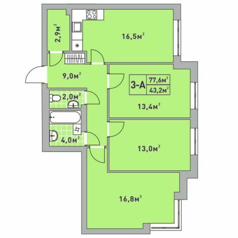 3-комнатная 77.6 м² в ЖК Центральный-2 от 30 800 грн/м², г. Ирпень