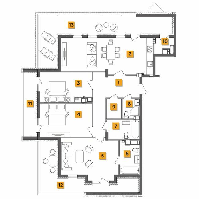 3-комнатная 128.47 м² в ЖК Basa city от 32 000 грн/м², с. Ходосовка