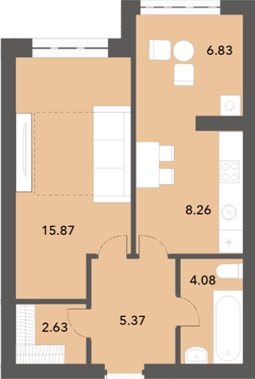 1-кімнатна 43.04 м² в ЖК Софіївські Липки від 24 500 грн/м², с. Софіївська Борщагівка