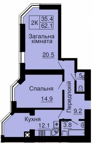 2-кімнатна 62.1 м² в ЖК Софія Клубний від 28 000 грн/м², с. Софіївська Борщагівка